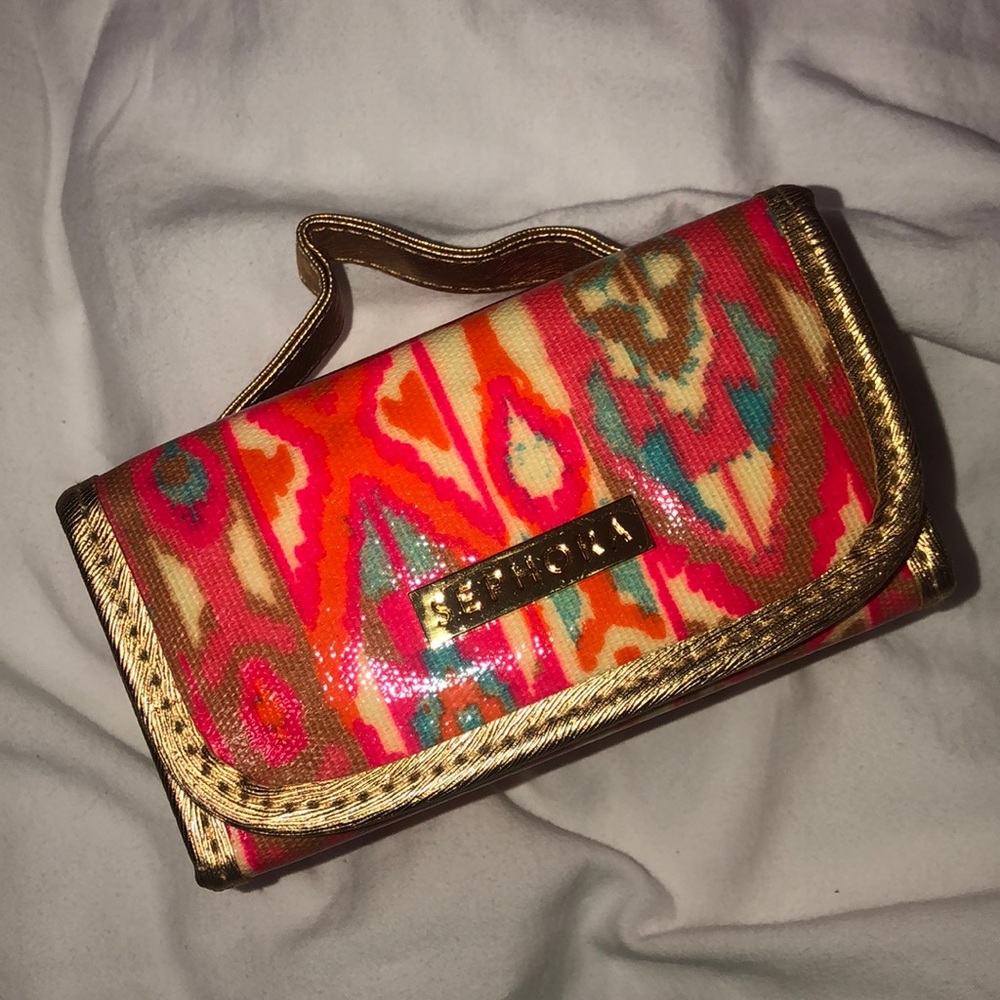 Sephora Multicolor Cosmetic Bag with Gold Accents